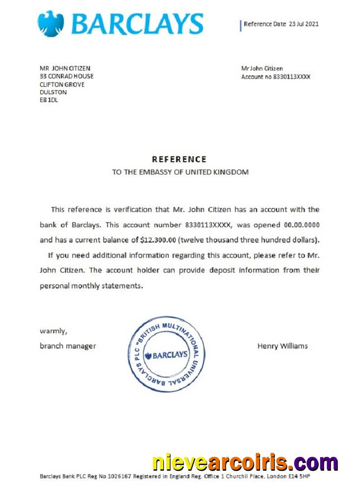 United Kingdom Barclays reference